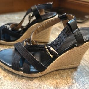Banana Republic Black Wedge Heels Size 7 1/2 7.5